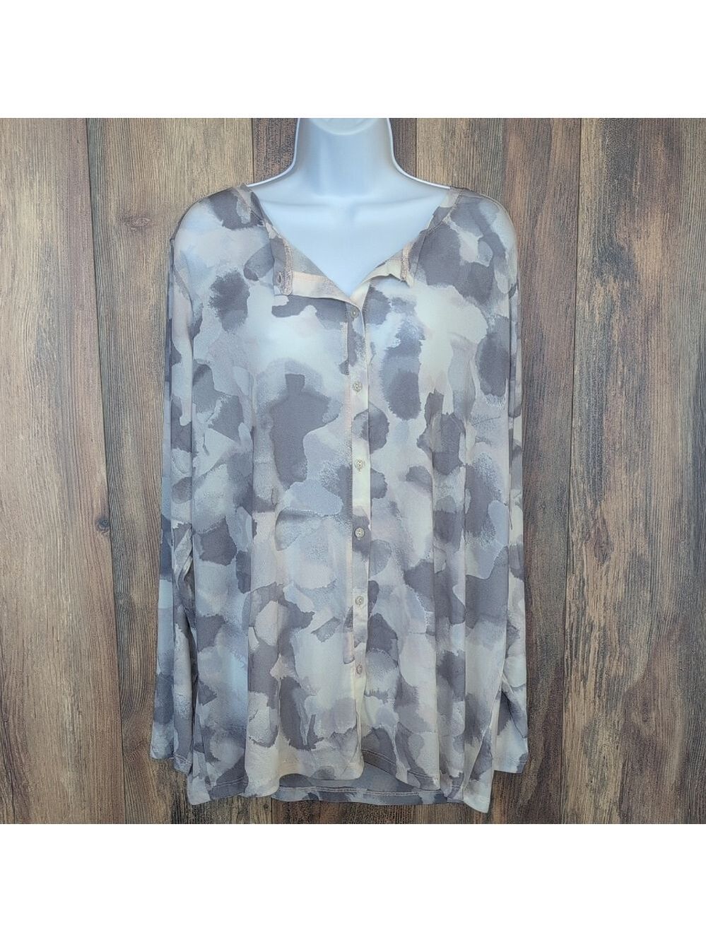 LOGO Lori Goldstein Women's Abstract Sheer Blouse 2X                C325
